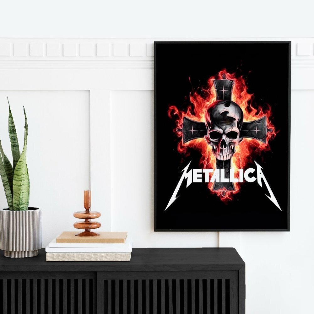 Metallica Heavy Metal 16x20 Band Skull on a Cross Oil Painting Art Poster‎ - Picture 7 of 7